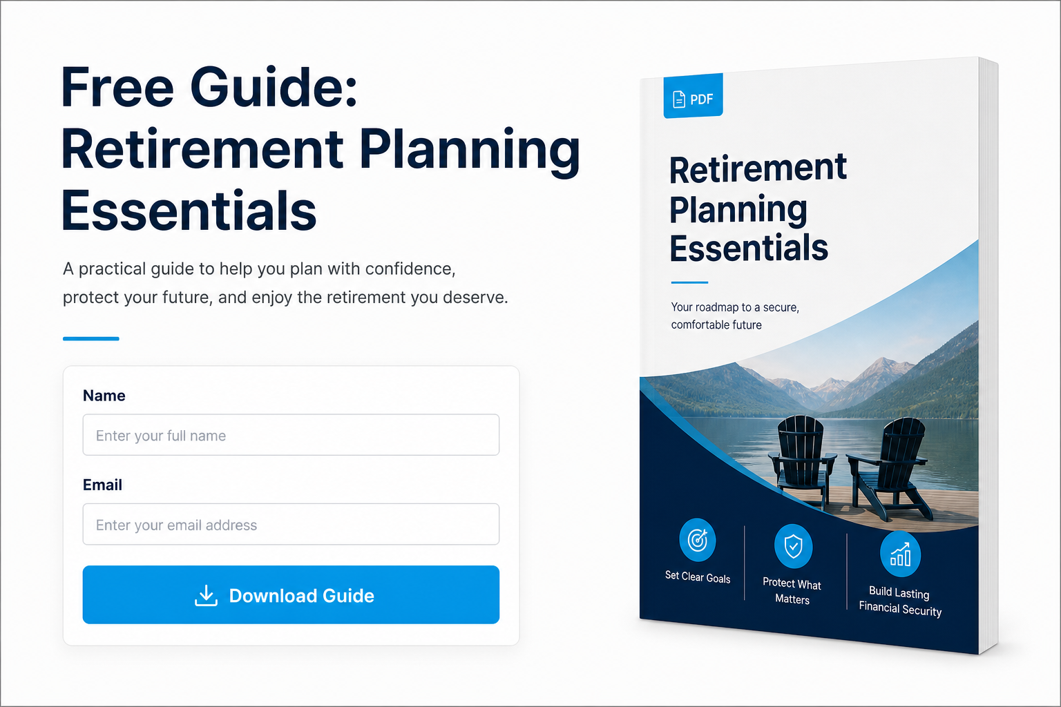 Gated guide landing page with download CTA