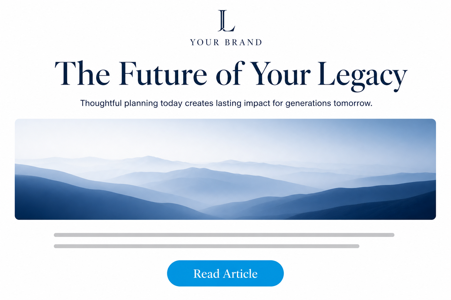 Newsletter email preview with editorial headline, hero image, and read article CTA